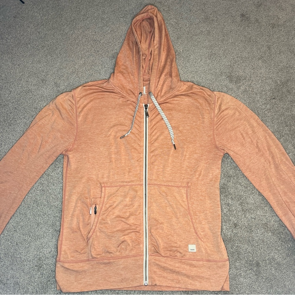 Vuori Hoodie Women's Small Orange Heather Performance Hoodie Full Zip Pockets